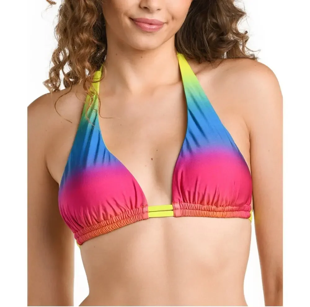 La Blanca Bikini Top Size 6 Setting Sun Tassel Ombre Multi Swim NWT String Pool